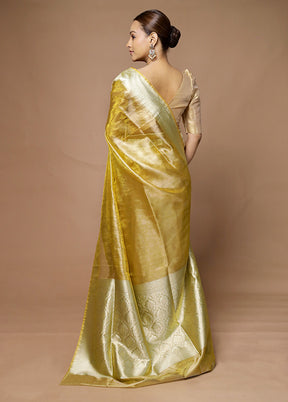 Golden Tissue Silk Saree With Blouse Piece