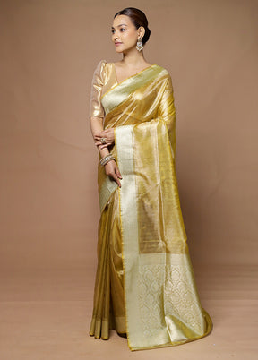 Golden Tissue Silk Saree With Blouse Piece