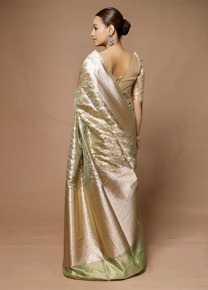 Green Tissue Silk Saree With Blouse Piece