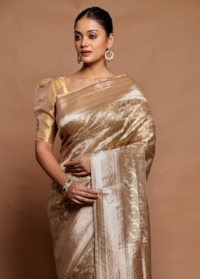 Golden Tissue Silk Saree With Blouse Piece