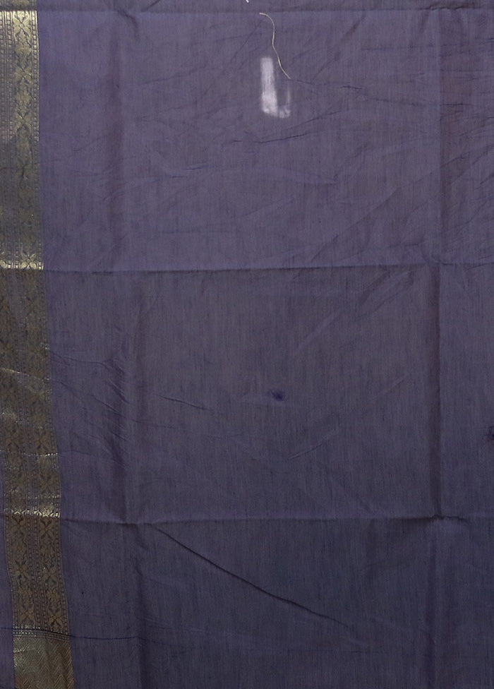 Blue Kora Silk Saree With Blouse Piece