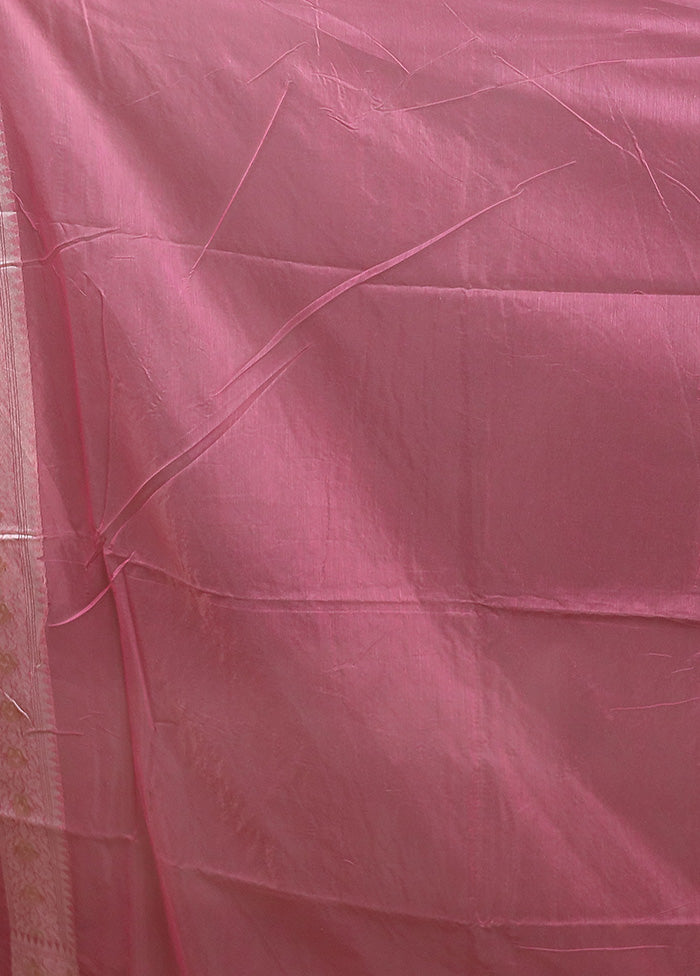 Pink Kora Silk Saree With Blouse Piece