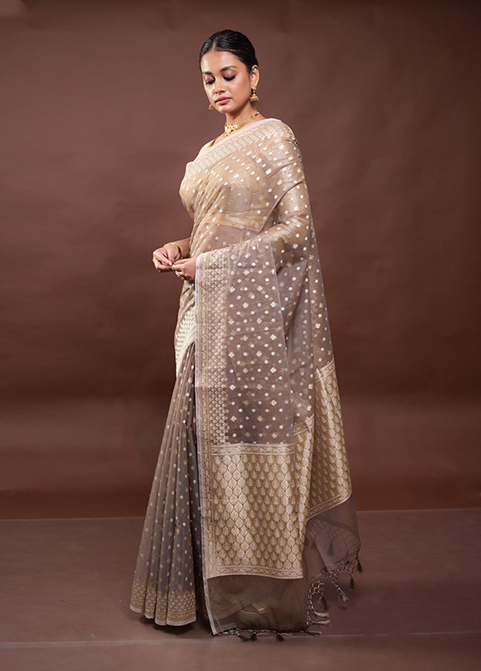 Grey Kora Silk Saree With Blouse Piece