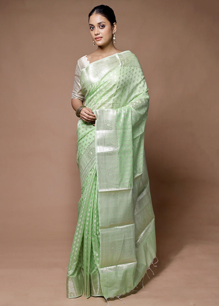 Green Kora Silk Saree With Blouse Piece