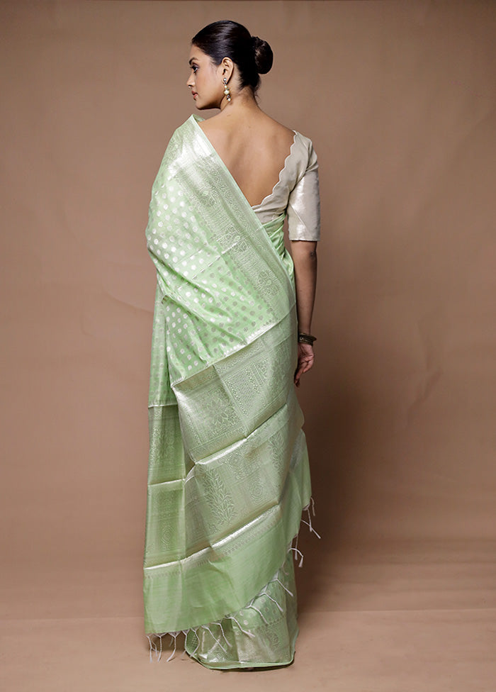 Green Kora Silk Saree With Blouse Piece