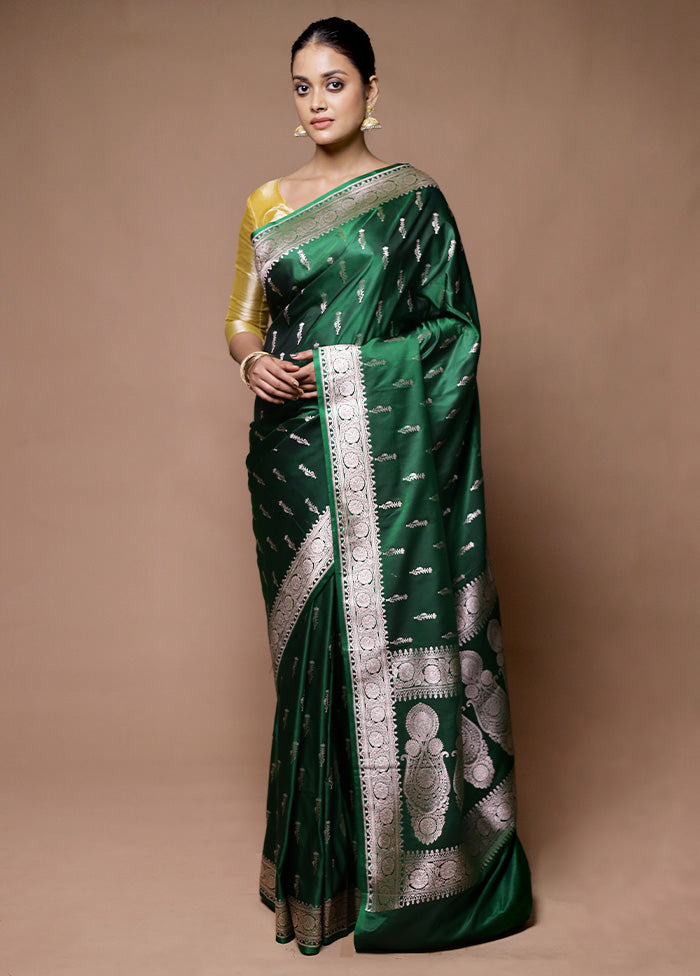 Green Katan Silk Saree With Blouse Piece