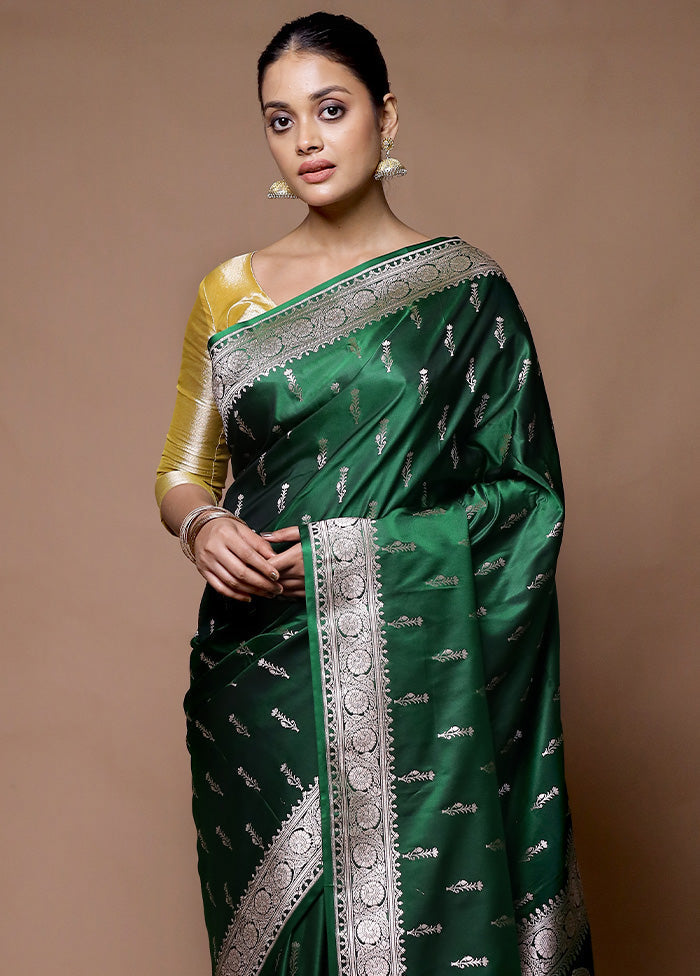 Green Katan Silk Saree With Blouse Piece