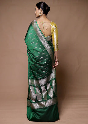 Green Katan Silk Saree With Blouse Piece