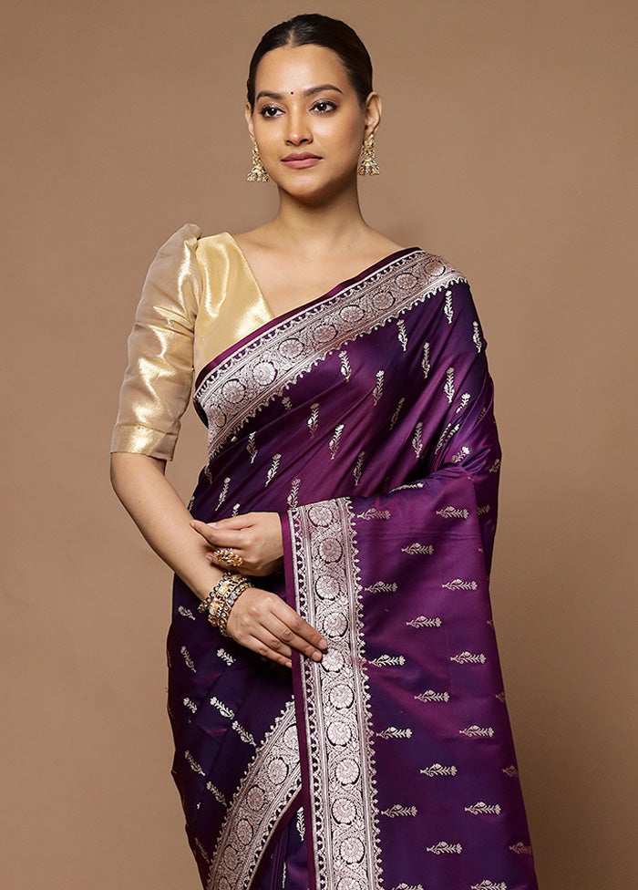 Purple Katan Silk Saree With Blouse Piece