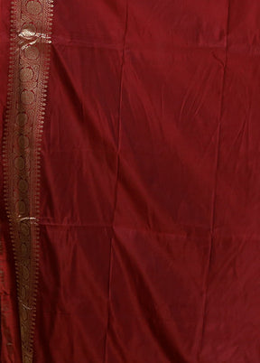 Maroon Katan Silk Saree With Blouse Piece