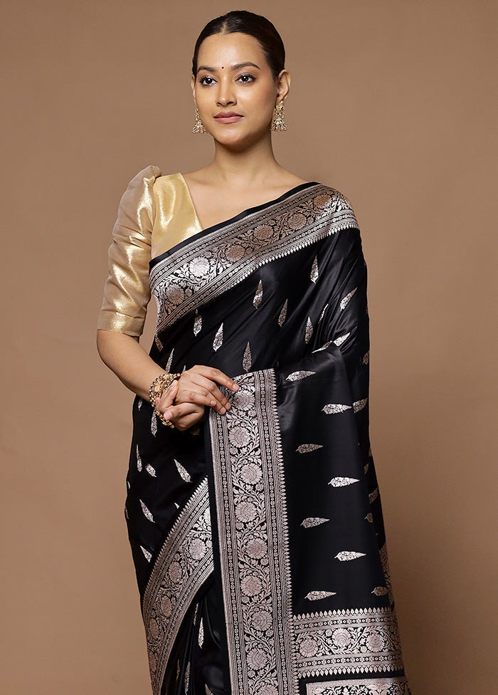 Black Katan Silk Saree With Blouse Piece