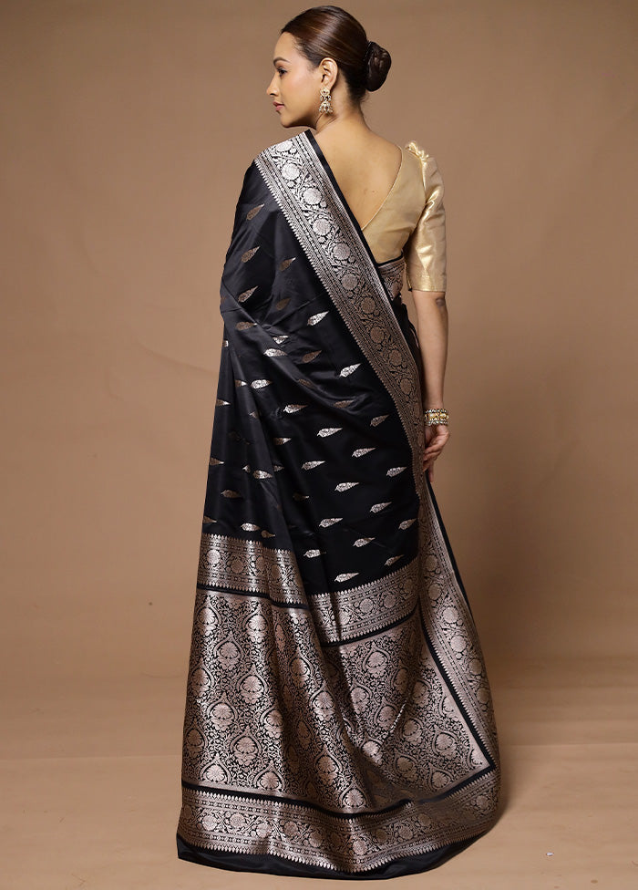 Black Katan Silk Saree With Blouse Piece