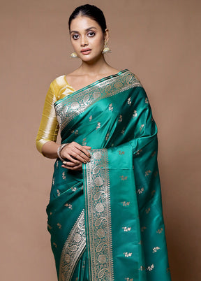 Green Banarasi Silk Saree With Blouse Piece