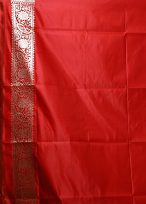 Red Banarasi Silk Saree With Blouse Piece