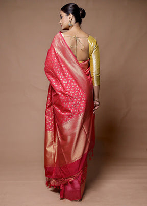 Red Kora Silk Saree With Blouse Piece