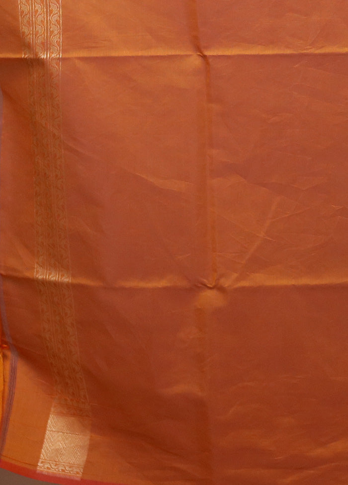 Orange Kora Silk Saree With Blouse Piece