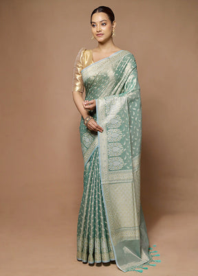 Green Tissue Silk Saree With Blouse Piece