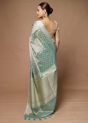 Green Tissue Silk Saree With Blouse Piece