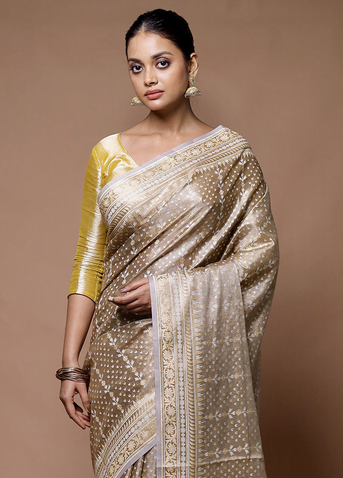 Brown Tissue Silk Saree With Blouse Piece