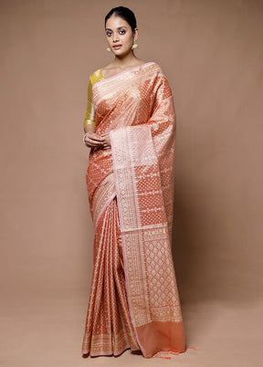 Peach Tissue Silk Saree With Blouse Piece