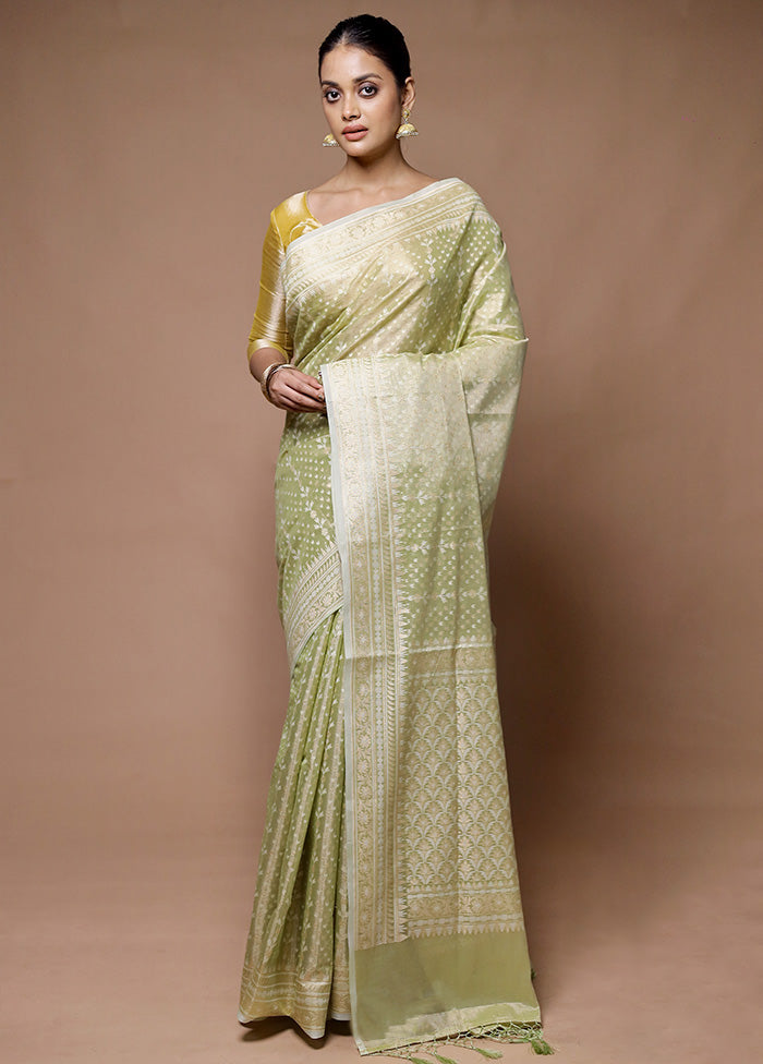 Green Tissue Silk Saree With Blouse Piece