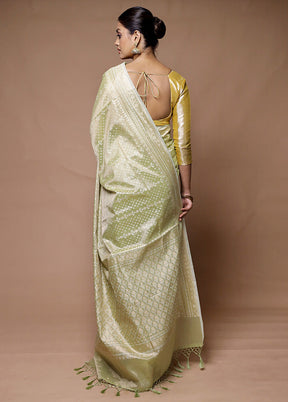 Green Tissue Silk Saree With Blouse Piece