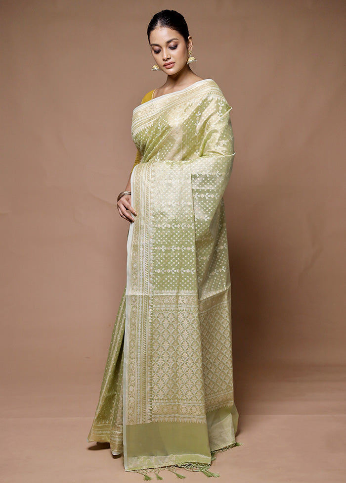 Green Tissue Silk Saree With Blouse Piece