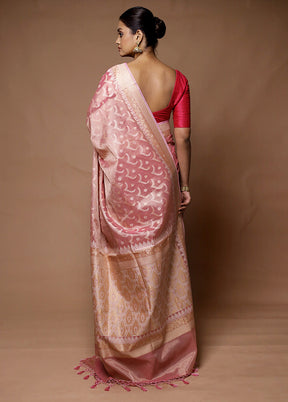 Pink Tissue Silk Saree With Blouse Piece