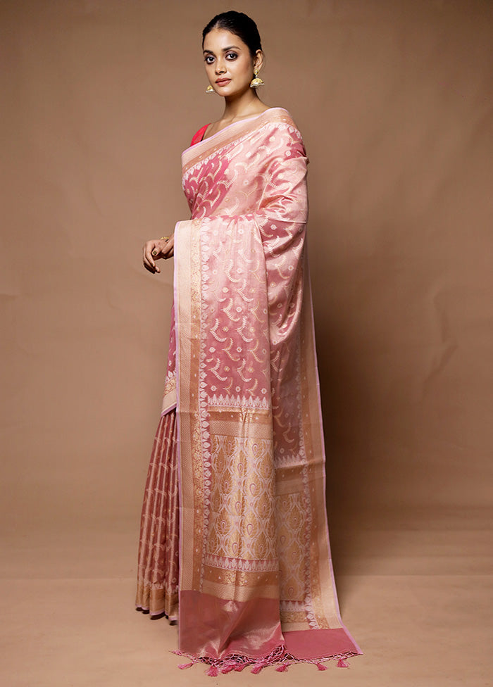 Pink Tissue Silk Saree With Blouse Piece