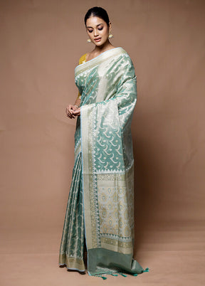 Blue Tissue Silk Saree With Blouse Piece