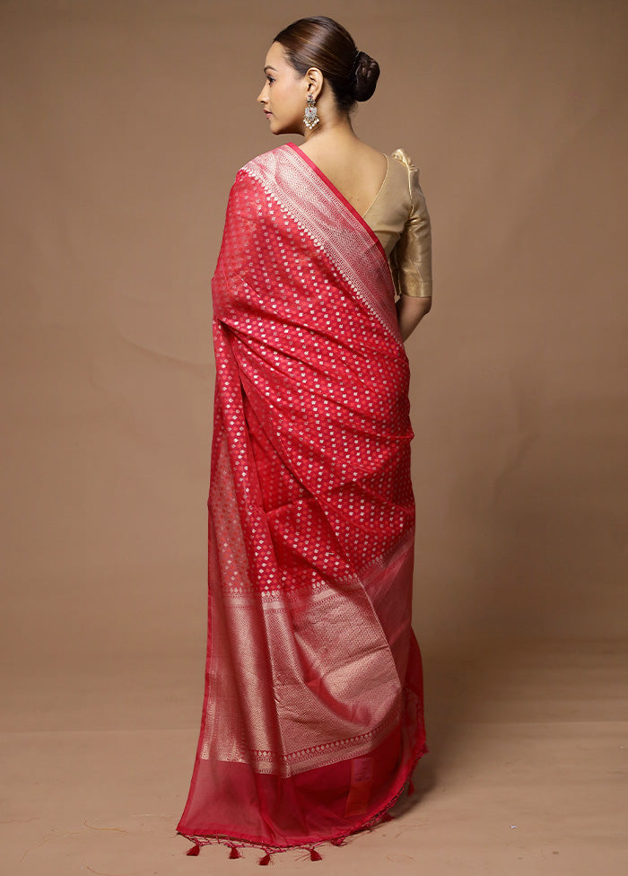 Red Kora Silk Saree With Blouse Piece