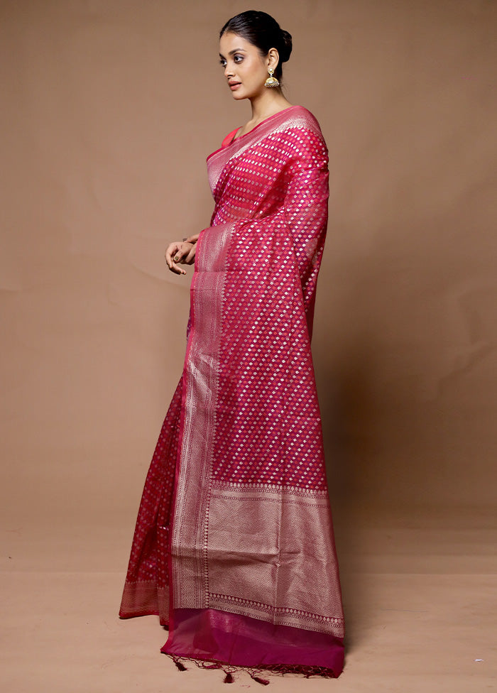 Pink Kora Silk Saree With Blouse Piece