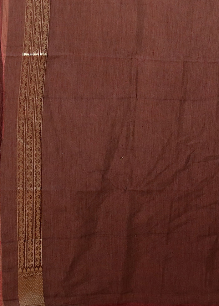 Wine Kora Silk Saree With Blouse Piece