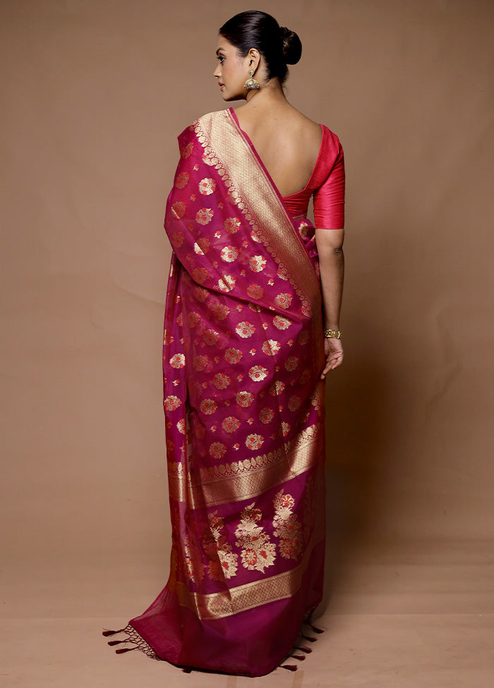 Pink Kora Silk Saree With Blouse Piece