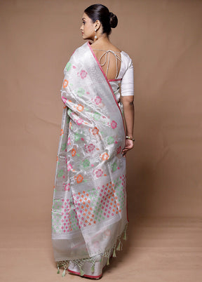 Grey Tissue Silk Saree With Blouse Piece