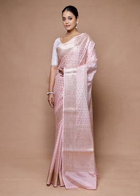 Pink Kora Silk Saree With Blouse Piece