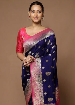 Blue Georgette Saree With Blouse Piece