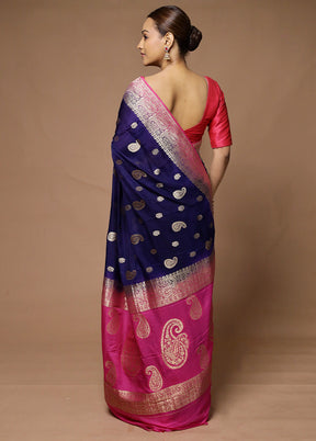 Blue Georgette Saree With Blouse Piece