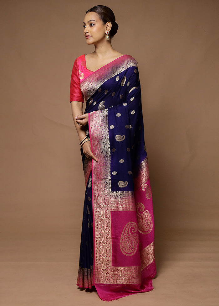 Blue Georgette Saree With Blouse Piece