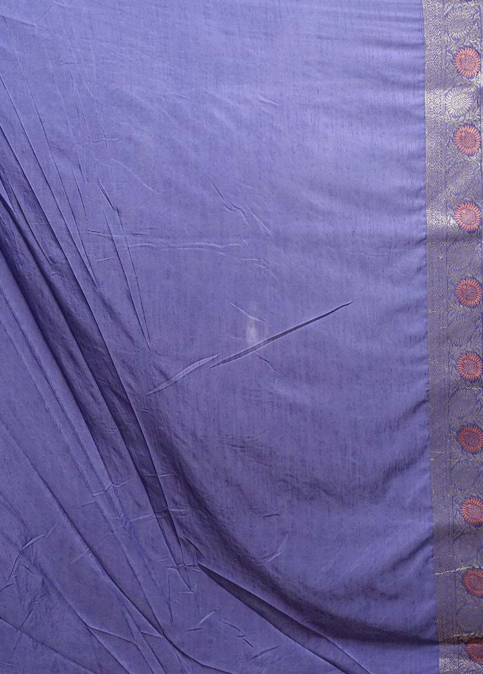 Blue Dupion Silk Saree With Blouse Piece