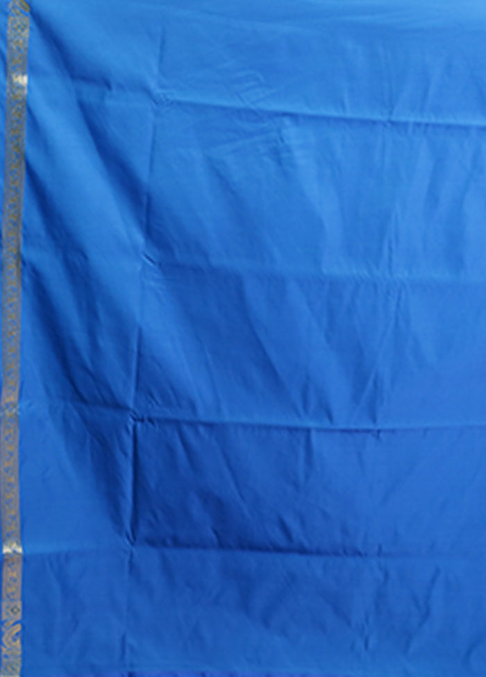 Blue Banarasi Silk Saree With Blouse Piece