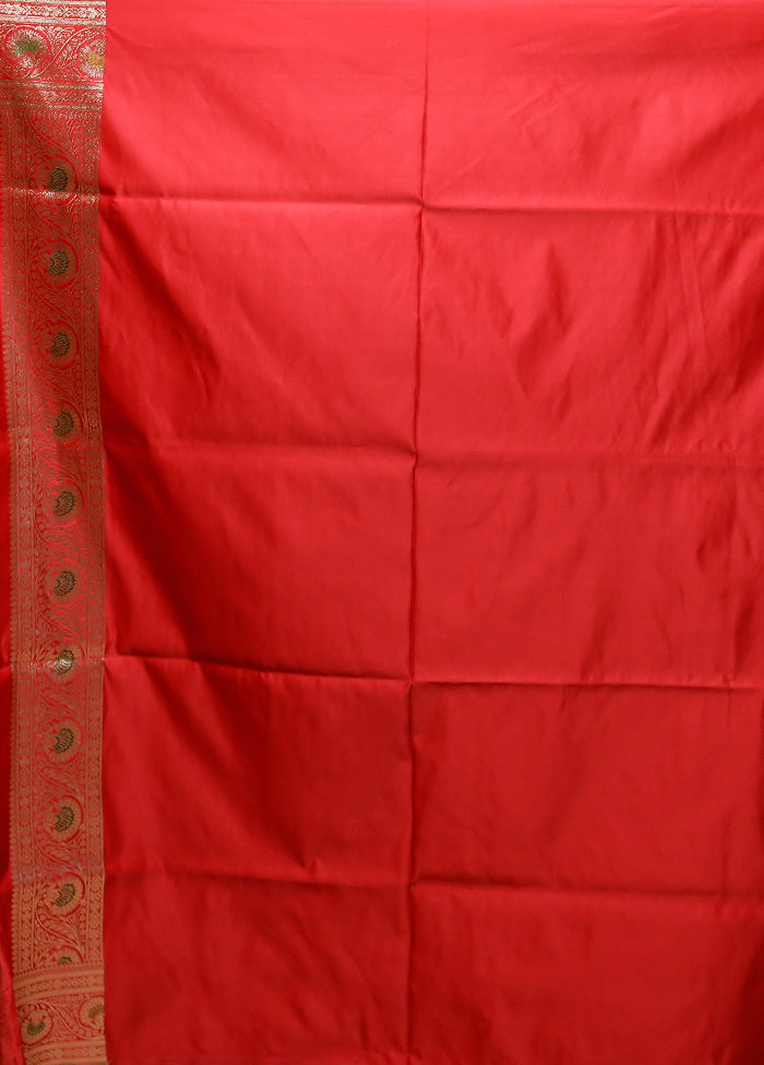 Red Banarasi Silk Saree With Blouse Piece