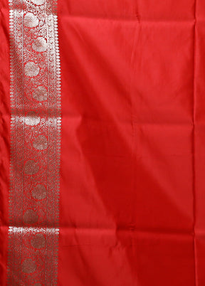 Red Banarasi Silk Saree With Blouse Piece