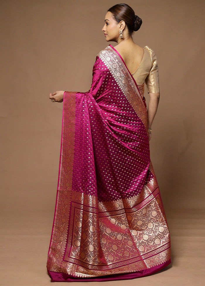 Pink Banarasi Silk Saree With Blouse Piece