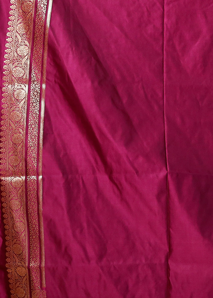 Pink Banarasi Silk Saree With Blouse Piece