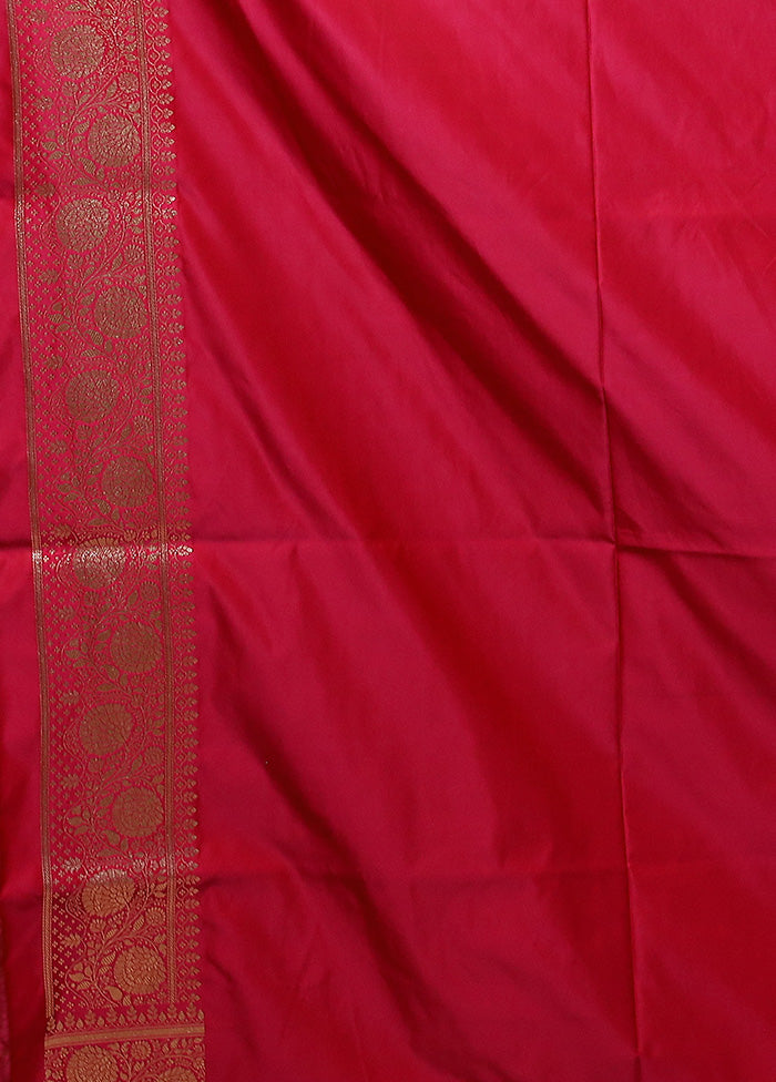 Pink Banarasi Silk Saree With Blouse Piece