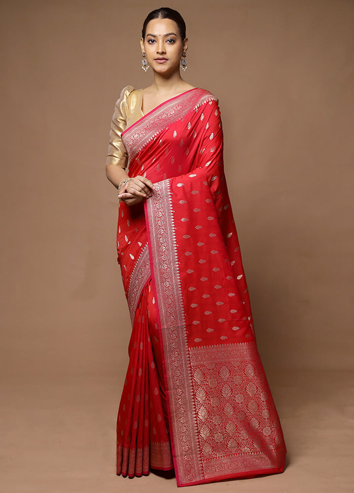 Red Katan Silk Saree With Blouse Piece