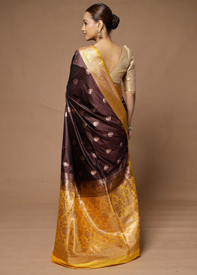 Wine Katan Silk Saree With Blouse Piece