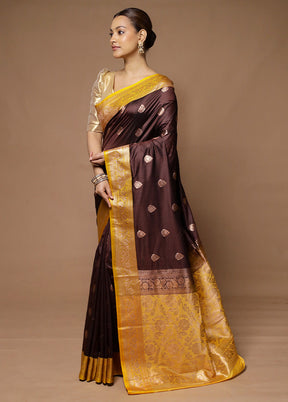 Wine Katan Silk Saree With Blouse Piece