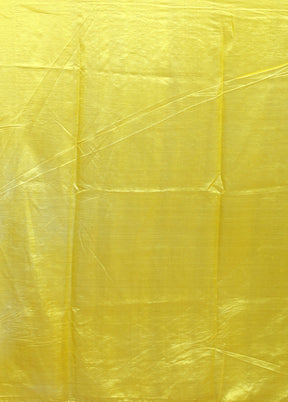 Yellow Handloom Tussar Pure Silk Saree With Blouse Piece